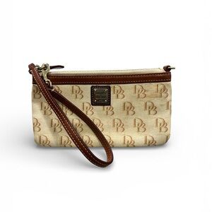 Dooney & Bourke Beige and Brown Monogram Wristlet